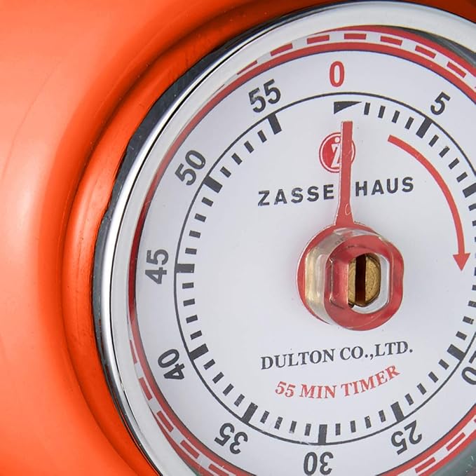 Zassenhaus Magnetic Retro Kitchen Timer, Classic Mechanical Cooking Timer (Orange), 2.75-Inch