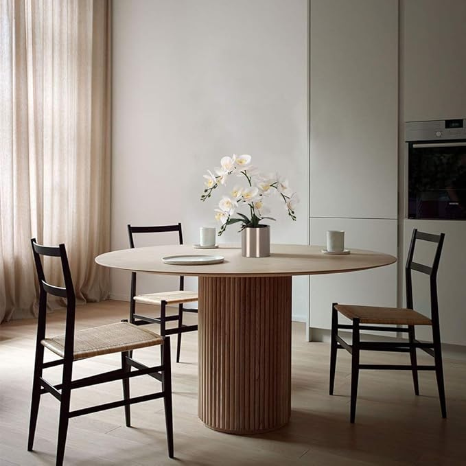 LESING Potted Artificial Orchid Flowers,Real Touch White Fake Artificial Orchid Flower in Silver Vase Arrangement for Table Living Room Decoration (White,Silver Vase)