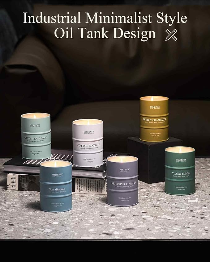 M&SENSE Ylang Ylang Scented Candles Natural Non Toxic, Aromatherapy Candle for Stress Relief Meditation Relaxing, Housewarming Gifts for Women Men, 11.3oz 70 Hour Long Burning