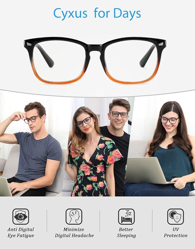 Cyxus Blue Light Glasses for Men Women Reduce Eye Strain UV Blocking for Computer Screen 8082