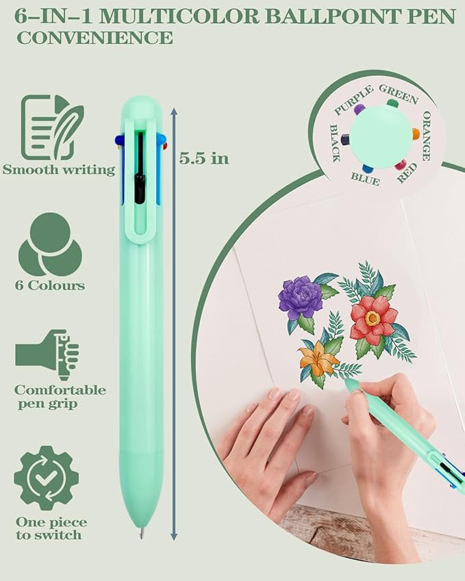 54PCS Aesthetic School Supplies with Large Pencil Case,12 Pastel Highlighters,5 Black & 6 Color Ink Gel Pens, 6-in-1 Ballpoint Pen,5 Mechanical Pencils 0.5-2.0mm Student Essentials (Green)