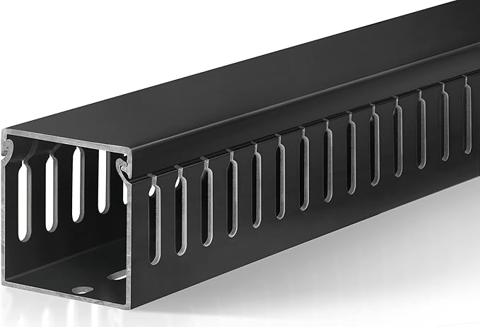 ZhiYo Cable Raceway 78in(2xL39in), Server Rack Cable Management Under Desk Cord Organizer, Electrical Safe PVC Cable Channel Open Slot Wire Raceway for Network/PC/TVs, Wire Duct H2 x W2in Black