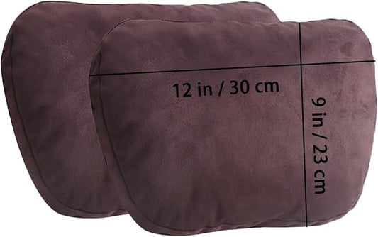2PCS Car Pillow for Car Neck Pillow for Driving Seat Lumbar Support Soft Cushion with Extra Filling Accessories Back Support for Travel Nap and Trips Sleeping (Coffee, Head)