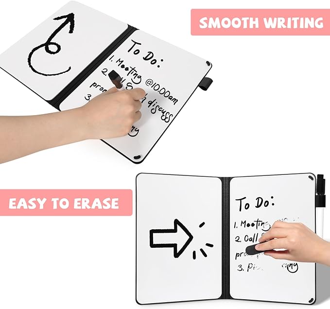 AGM Portable White Board Dry Erase, Double Sided Folding Whiteboards with Pen, Small Dry Erase Board for Study, Meeting, Doodling, Planning, Pink