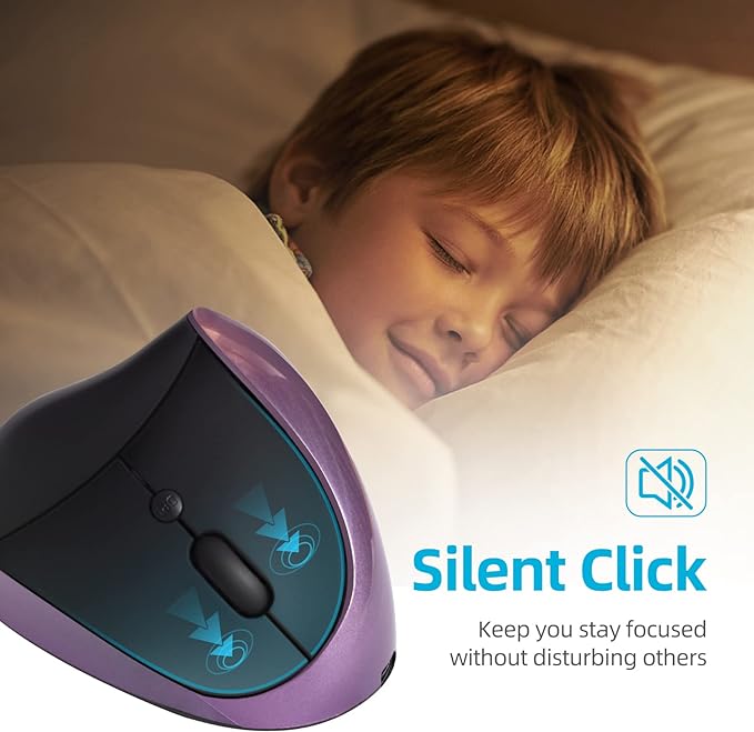 Ergonomic Mouse Wireless, Vertical Mouse Right Handed Small Mouse with 6 Buttons 1000/1200/1600 for Laptop,Desktop,PC, MacBook(Purple AA)