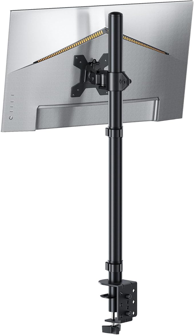 Single Monitor Stand for 13-27'' Wide Monitor Desk Arm up to 17.6lbs Adjustable Stacked Double Mount with C-Clamp 75x75/100x100 VESA