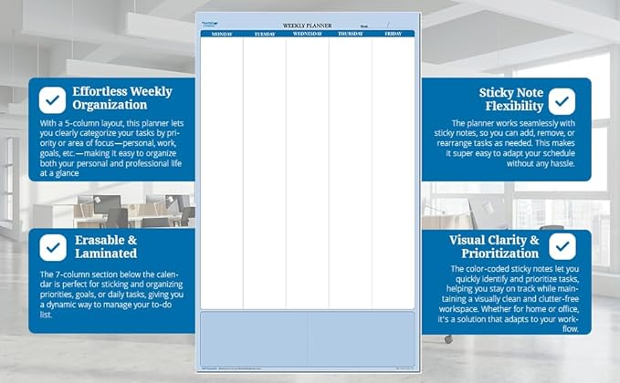 Sky Blue Complete Kit Sticky-Note Weekly Task and Goal Planner 32 in. x 48 in.