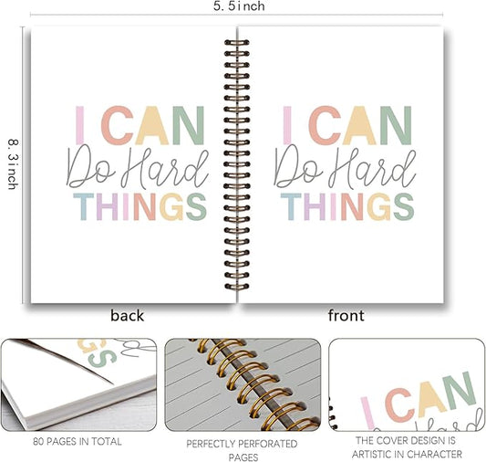 Preppy Notebook,Daily Affirmation Journal,Positive Affirmation for Women,I Can Do Hard Things Notebook 5.5x8.3