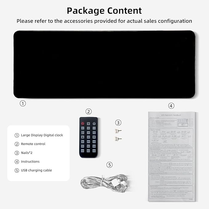 17.5” Digital Wall Clock, LED Display with Time, Date, Month, Temperature & Humidity, Remote Control DST, Alarm, Timer, 10-Level Brightness, Night Light for Home, Living Room, Bedroom & Office Décor