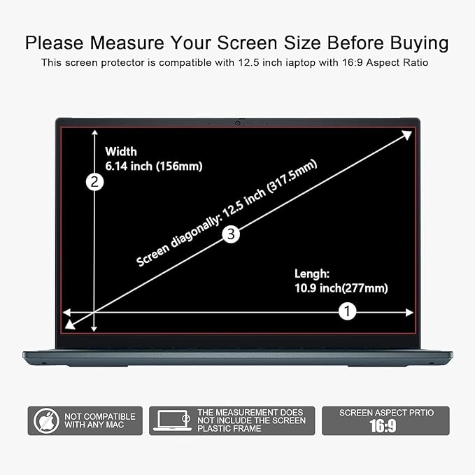2 Pack 12.5Inch Laptop Anti-Blue Screen Protector for HP/Dell/Asus/Acer/Sony/Samsung/Lenovo/Razer Blade Aspect Ratio 16:9 Anti-Glare Anti-fingerprint with Camera Cover