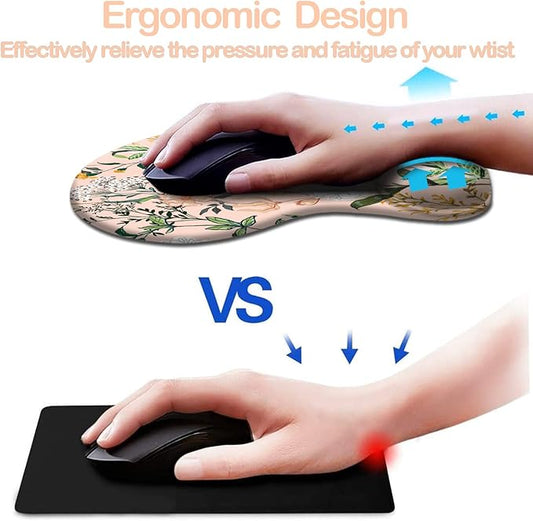 Ergonomic Mouse Pad with Wrist Support,Mouse Pads with Non-Slip PU Base for Home Office Working Studying Easy Typing & Pain Relief Pink