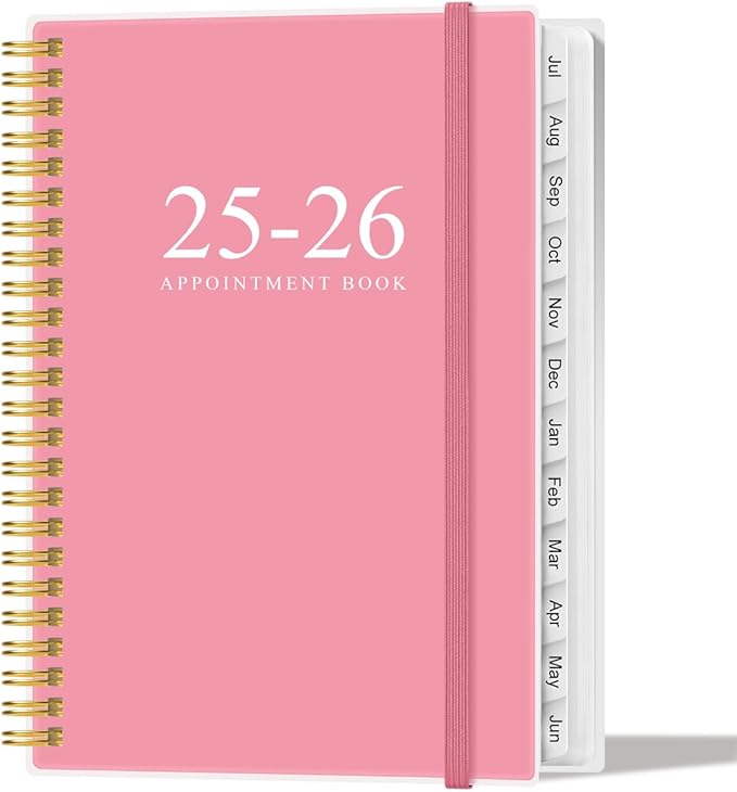 2025-2026 Appointment Book & Planner - Hourly Planner from July 2025 - June 2026, Weekly Appointment Book 2025-2026 with 30-Minute Interval, 6.4" x 8.5", Pink