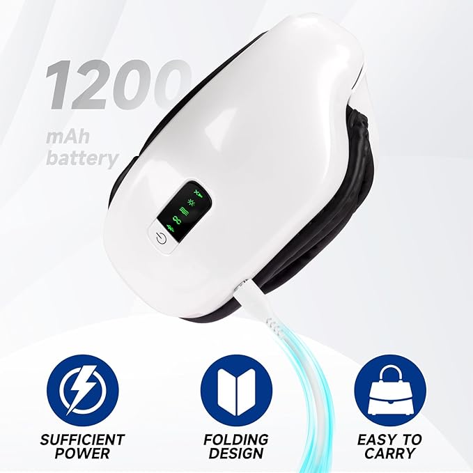 Eye Massager with Heat; Migraine Relief Mask Massager; Bluetooth Eye Mask for Dry Eyes; Relaxation with 5 Massage Modes and 180° Folding Design Gifts for Women/Man