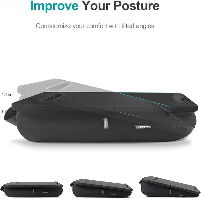 Lap Desk, Portable Laptop Stand with Washable Cushion, Fits up to 17 inch Laptop, with Device Ledge and Phone Holder, Use on Bed,Couch, Sofa, Floor, Home Office– ISTUDYNITURE (Large, Black)
