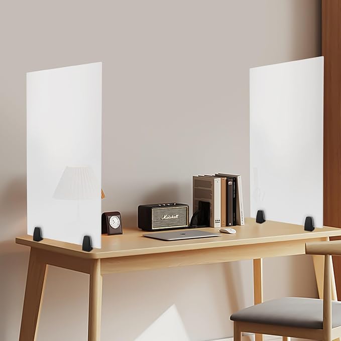 2 Packs Dual Frosted Plexiglass Desk Privacy Panels, 30 x 18 Inch Acrylic Cubicle Desk Dividers, Acrylic Frosted Partition Board, Desk Divider for Classrooms, Offices