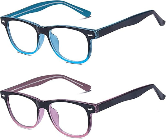 ALWAYSUV Blue Light Glasses For Kids Computer Gaming Blocking Glasses Anti-Radiation UV 400 Protection Eyewear 3-12 Age (Blue+Purple)