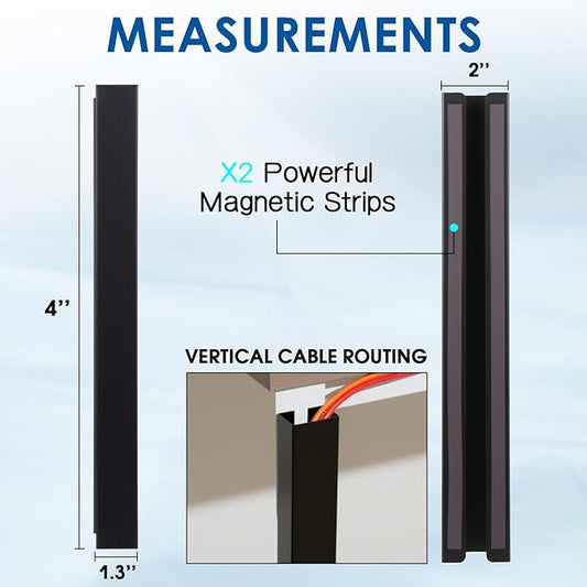 Blulu 2 Pack Black Steel Magnetic 14 Inch Cable Management Channel for Under Desk Leg Vertical Wire Hider Cover Desk Cable Organizer No Drill Cord Organizer Cord Hider Management for Home Office