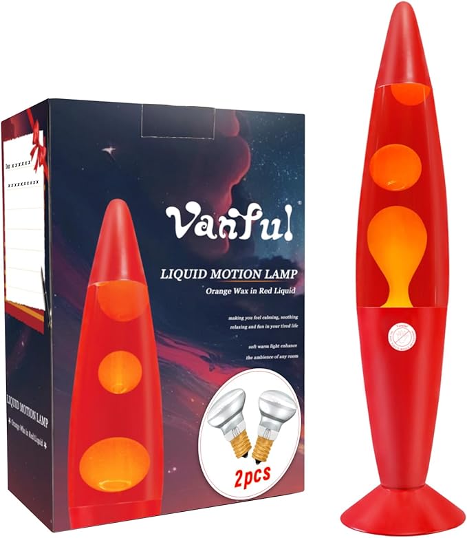16 Inch Liquid Motion Lamp for Adults and Kids, Large Red Magma Motion Lamp with Orange Wax for Boys Girls Room Party Decor, Big Night Light Lamp 16" Suitable for Placing in Bedroom