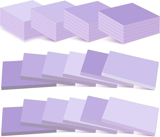 24 Pads Sticky Notes 3x3 Inch Self Stick Bright Color Sticky Note Sticking Posted Notes for School Office Classroom Meeting Home Teacher Supplies, 50 Sheets/pad(Gradient Purple)