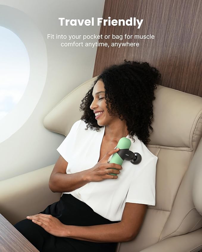 RENPHO Mini Thermal Massage Gun with Heat, Portable Deep Tissue Percussion Massager, Color Silicone Sleeves Travel Size with Carry Case, Spearmint