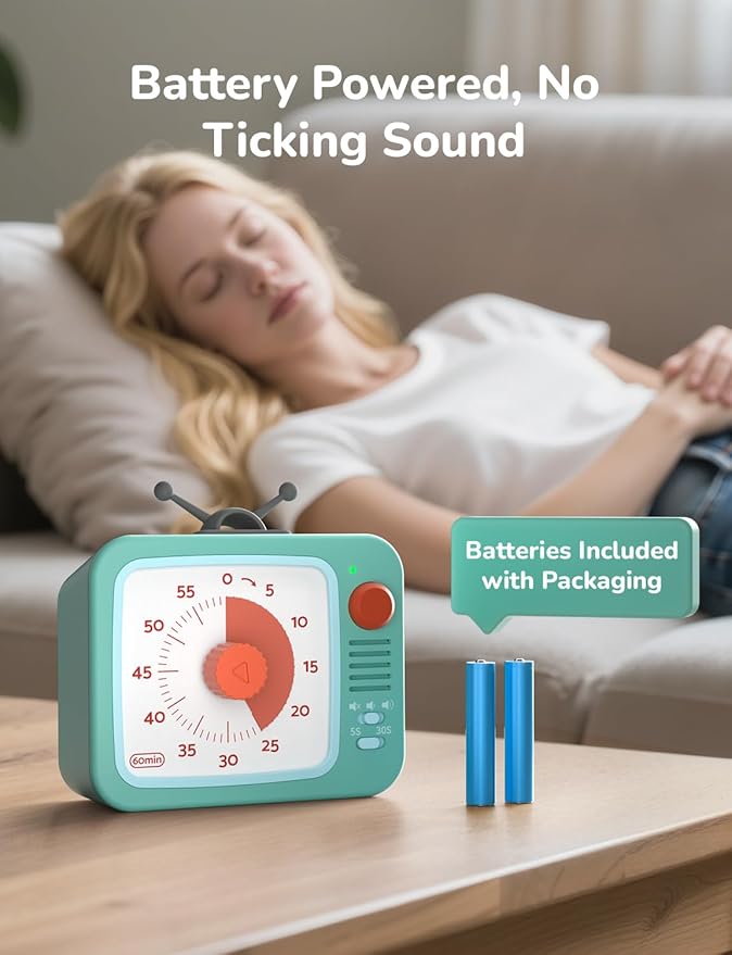 LIORQUE Visual Timer for Kids, 60-Minute Countdown Timers for Classroom Office Kitchen with Silent Operation, Kids Timer for Teaching with Cute Design