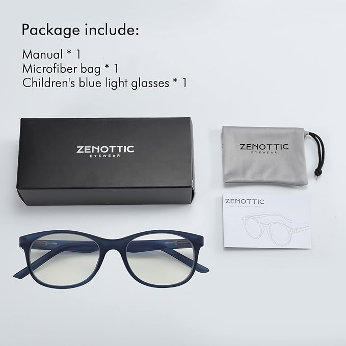ZENOTTIC Kids Blue Light Blocking Glasses Anti Glare Lens Lightweight Frame Computer Eyeglasses for Boys and Girls