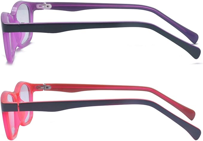 Outray 2 Pack Kids Anti Blue Light Glasses Classic Rectangle Eyewear Anti Harmful Blue Light/UV400 | Anti Glare (Purple+Red, 47)