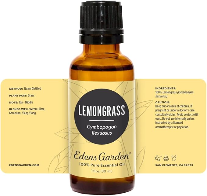 Edens Garden Lemongrass Essential Oil- 100% Pure Premium Grade, Undiluted, Natural, Therapeutic, Aromatherapy, The Best for Diffuser, Candle, Laundry, Humidifiers 30 ml (1 fl oz)