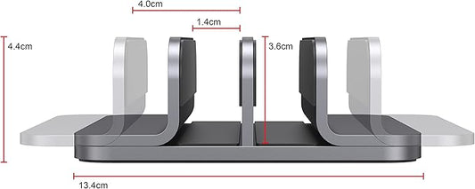 Dual Aluminum Vertical Laptop Stand Organizer, Sturdy Notebook Computer Holder Stand Compatible with New Liquid Retina XDR Apple MacBook Air/Pro, Mac mini, Apple TV and iPad Pro - Spacegray