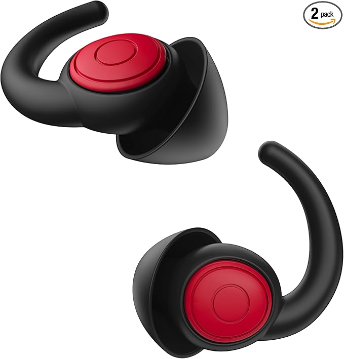 WUTAN Ear Plugs for Sleeping Noise Cancelling 14-38dB, Comfortable Soft Reusable Silicone Ear Plugs Noise Reduction Earplugs for Sleep Concert Work Airplane Travel (earplugsBLACK RED, S/L)