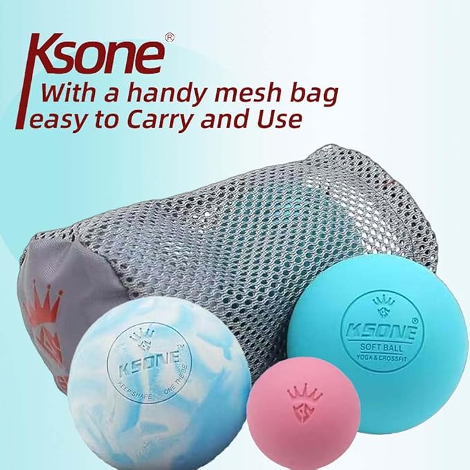 KSONE Massage Lacrosse Balls -Massage Balls for Myofacial Release&Trigger Point Therapy-Set of 2-Hard Lacrosse Massage Ball &Soft Massage Ball with one mini Ball