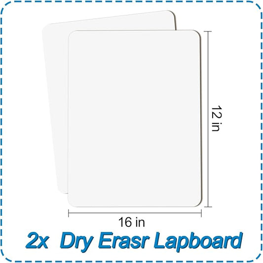2 PC Small White Board Dry Erase Classroom Pack Boards 9" x12”Personal Whiteboards for Students Teachers School Supplies Lapboards