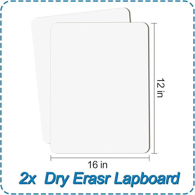 2 PC Small White Board Dry Erase Classroom Pack Boards 9" x12”Personal Whiteboards for Students Teachers School Supplies Lapboards