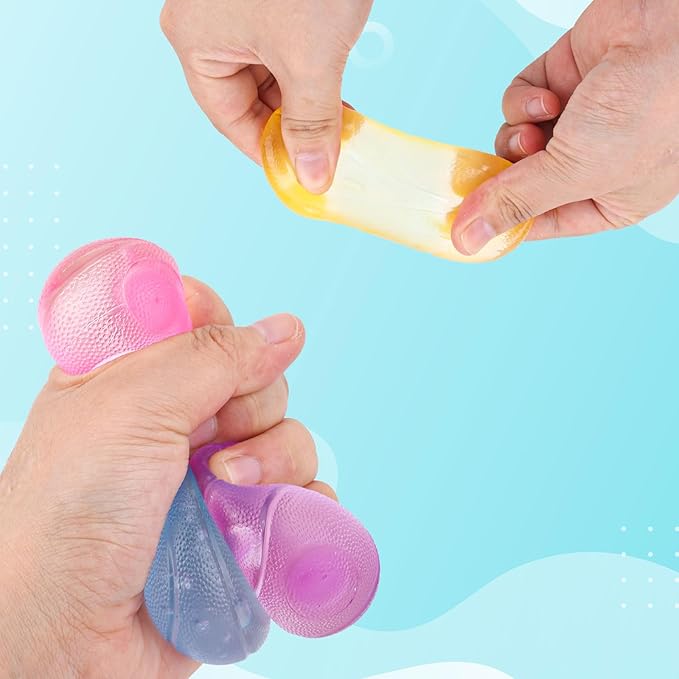 4pcs Stress Relief Balls, Assorted Colors Maltose Filled Fidget Stress Mini Toys Durable Slow Rising Sugar Balls for Anxiety ADHD & Autism Classroom Prizes (Basketball)