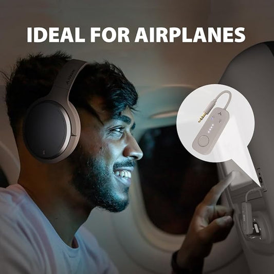 Sky Eon - Bluetooth Headphones for Airplane Travel & Mobile Phone with Wireless Adapter, Active Noise-Canceling & Ambient Mode, Spacious & Comfortable Earpads, 45hr Playtime