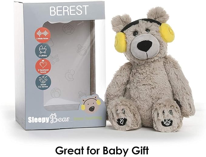 BEREST Baby Sleep Soother Cry Activated Sensor Toys, Heartbeat Bear for Babies, Plush Stuffed Animal for Newborn Infants, Babies Toy Vibrating with Mom’s Heartbeat,Baby Shower Gifts for Boys and Girls
