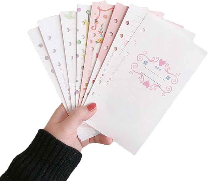 TopHomer 101 Sheets A7 Lined Refill Paper Wide Ruled Paper, 6 Hole Punch, Loose Leaf Notebook Paper for 6 Ring Binders Planner Inserts Notebook Journal