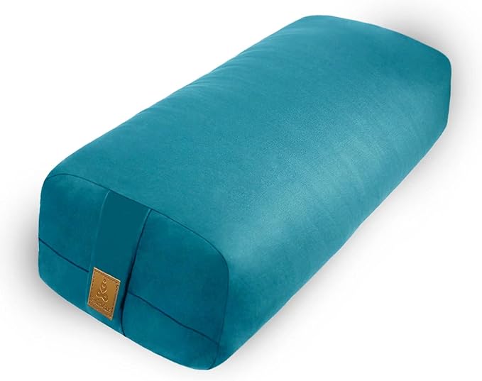 Yoga Bolster (26x10.5x5.5 in) Supportive Yoga Cushion for Restorative Yin Yoga Accessories Rectangular Bolster for Stretching Meditation Pillow 100% Organic Cotton Removable Washable Cover