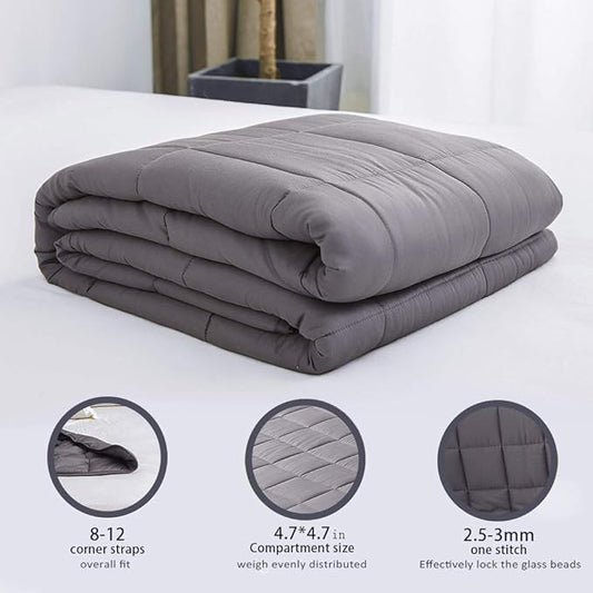 Dornroscn Weighted Blanket with Rayon | 20lbs-60’’x80’’- Queen Size Bed for Adults | Cooling Heavy Blanket Premium Glass Bead for Hot & Cold Sleepers, Dark Grey