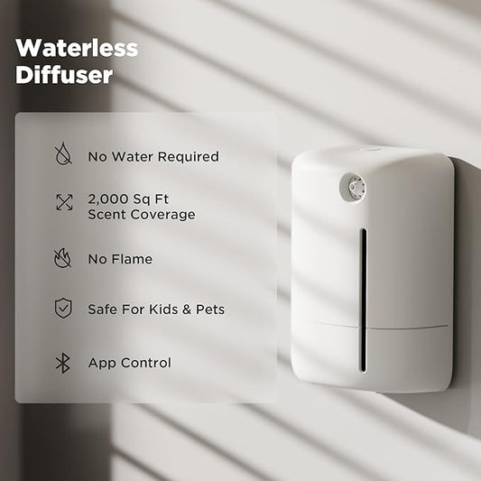 Waterless Essential Oil Aromatherapy Diffuser - Hotel Scent Diffuser Machine for Home - Cold Air Diffuser Machine for Large Room - App Control - Studio Scent Diffuser - Office Fragrance - White