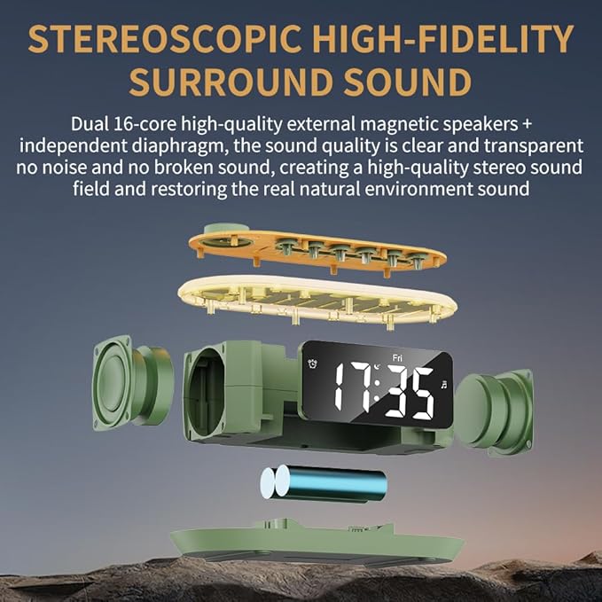 White Noise Machine Bluetooth Speaker, Digital Alarm Clock Sleep Timer with LED Display RGB Night Light, Soothing Natural Sleeping Sound Machine for Baby, Kids, Adults, Bedrooms (Green)