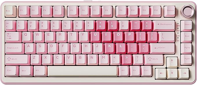 YUNZII B75 PRO Wireless Mechanical Keyboard,75% Layout with Knob,Hot Swap Gasket Custom Structure,Creamy Pre-lubed Switches,RGB Backlit,Bluetooth/Type-C/2.4G for Win/Mac(Cocoa Cream V2 Switch,Pink)