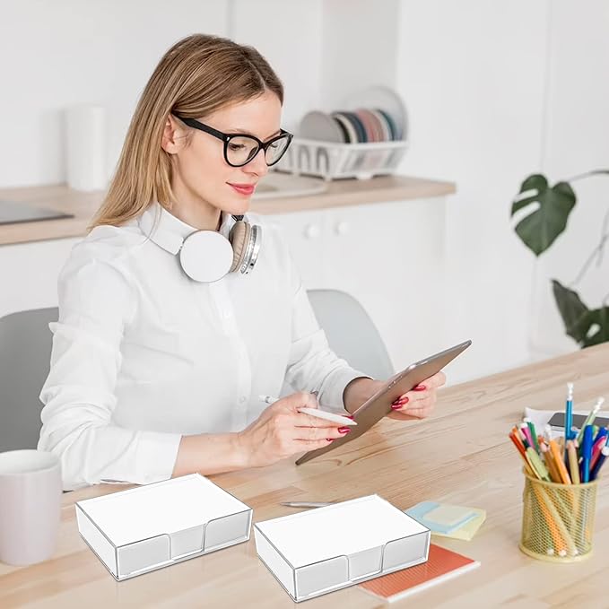 600 Sheets 4x6 Memo Holder Desk Notepad Tray Pad Paper Non Sticky Memo Pads 4x6 Acrylic Notepad Holder Note Memo for Desk School Organization Planning(Internal Size: 3.97 × 5.78 Inch)