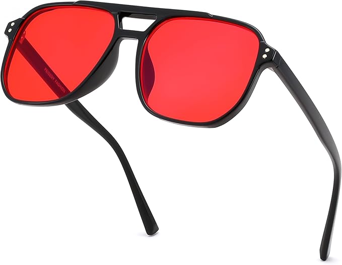 FEISEDY Sleep Blue Light Glasses for Woman Men 99.9% Computer Gaming Red Lens Eyeglasses Reduce Eyestrain G2835