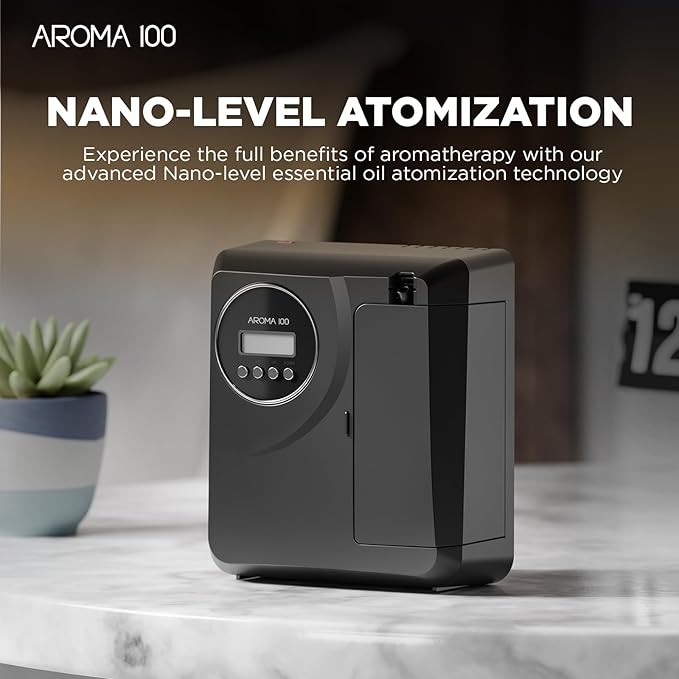 Waterless Diffuser Include Essential Oil, APP Control, Hotel Scent Diffuser Kit for Home Cover 2000sq.ft, Nebulizer Nano Cold Air Freshener Smart Aromatherapy Diffusers for Large Room, Office - Black