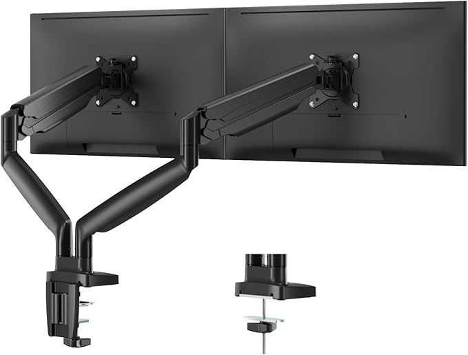 Dual Ultrawide Monitor Mount for 22-35 inch Computer Screens, 2 Monitor Arm Stand with Gas Spring System Each Holds up to 30.8lbs, Full Motion Height Adjustable, VESA 75x75/100x100mm