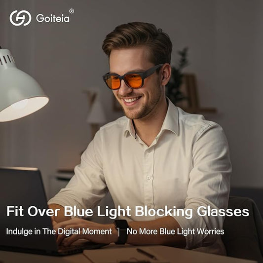 Goiteia Orange Blue Light Blocking Fit Over Glasses-Amber Blue Light Glasses Over Glasses for Better Sleep/Eyes Strain