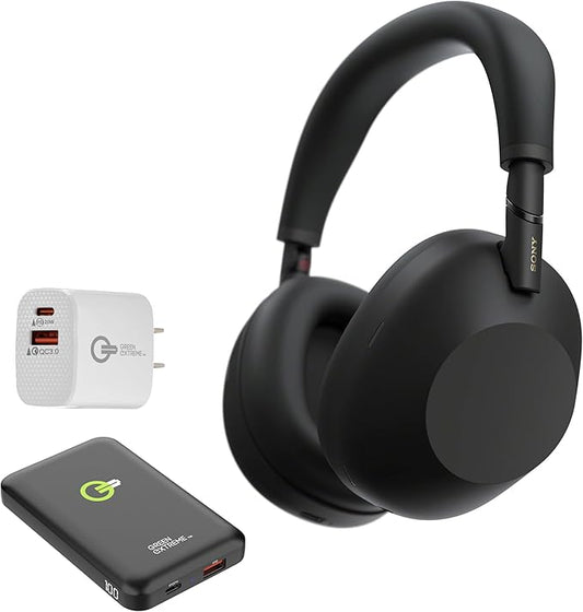 Sony WH-1000XM6 The Best Wireless Noise Canceling Headphones + Portable Charger + 20W 2-Port Wall Charger (Black)