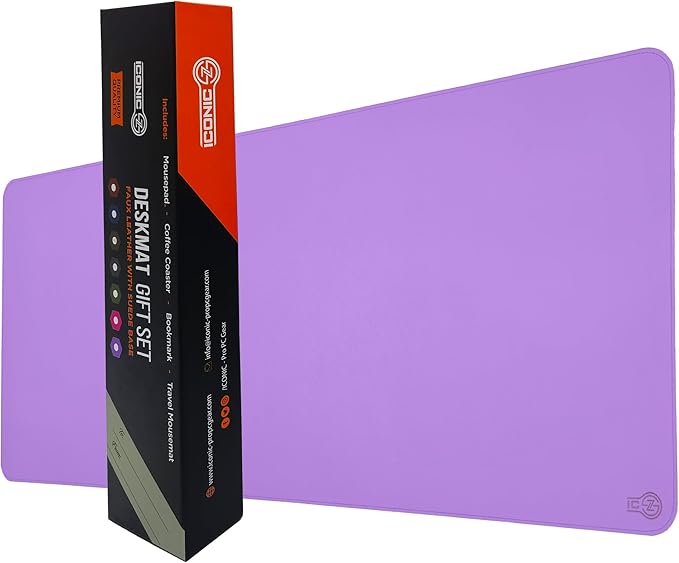 PU Leather Desk Mat| Premium Mouse Pad with Bonus Coaster | Stylish, Durable, Waterproof Mouse Pad for Office & Home (Lavender, XXL - PU Gift Set)