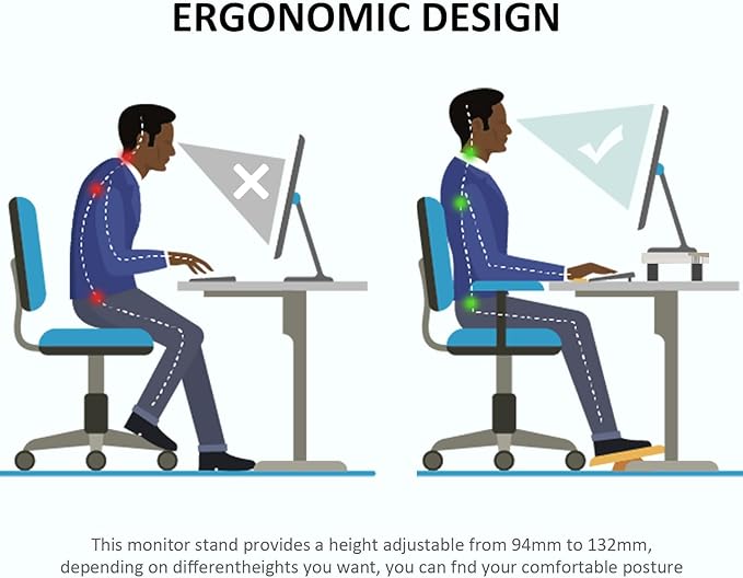 AX WABER Dual Monitor Stand Riser, Monitor Stand with Adjustable Height Steel leg, Wood Monitor Stand for Desk, Monitor Riser for 2 Monitors with Storage Space Black